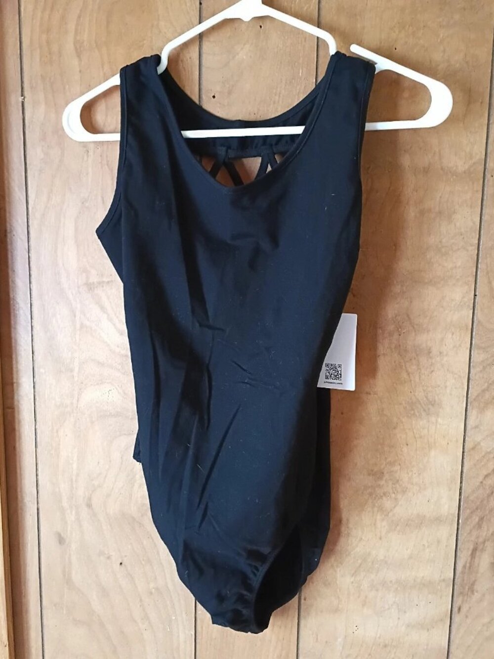 Phineein Dance Leotard Womens Medium Black Strappy Back Cotton Spandex NWT